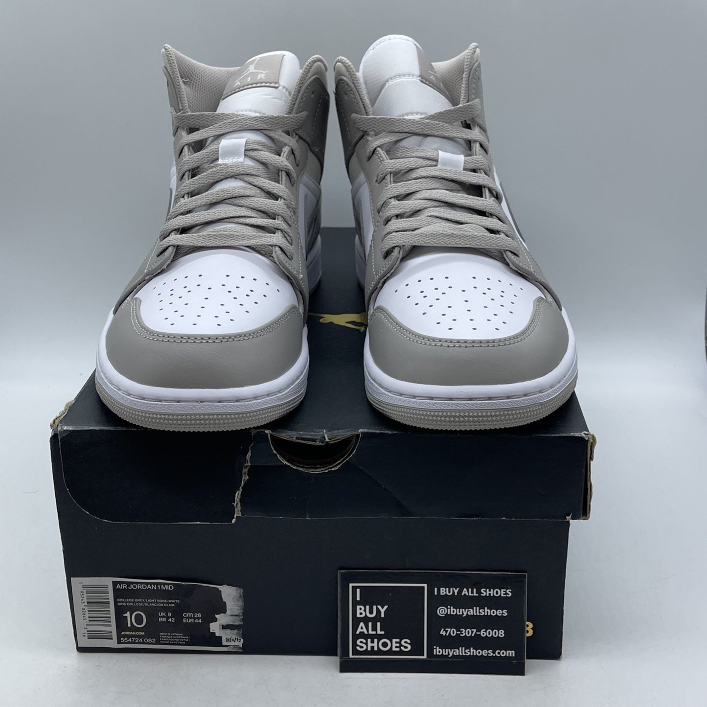 Size 10 - Air Jordan 1 Mid College Grey (554724-082)