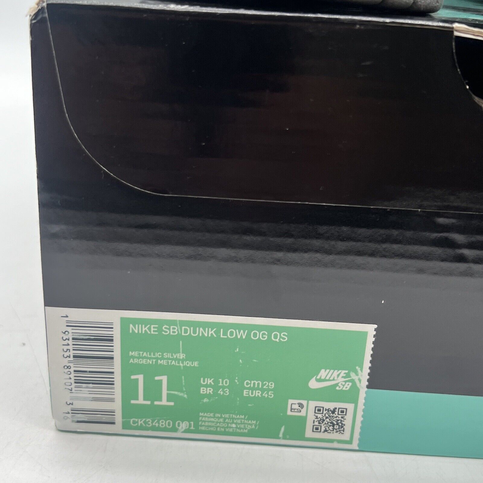 Size 11 - Nike Supreme x Dunk SB QS Low Metallic Silver Leather (CK3480-001)