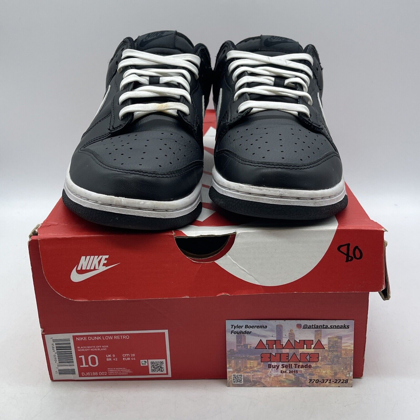 Size 10 - Nike Dunk Low Black Panda White Leather (DJ6188-002)