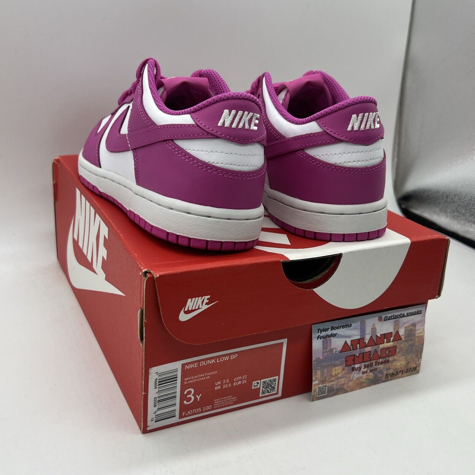 [FJ0705-100] Preschool Nike DUNK LOW 'ACTIVE FUCHSIA (PS)' Size 3Y Brand New DS