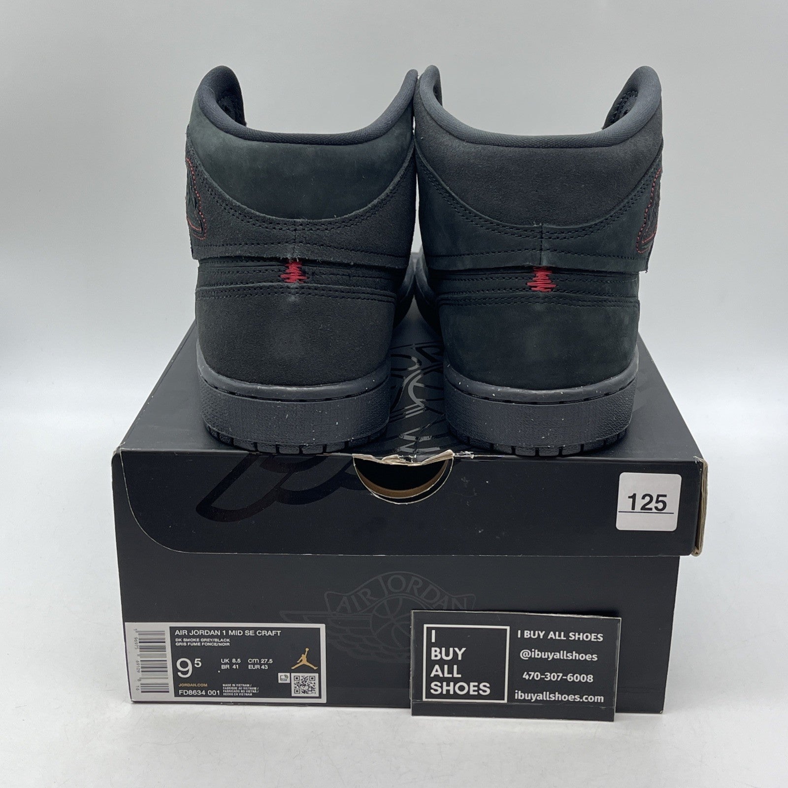 Size 9.5 - Air Jordan 1 SE Craft Mid Dark Smoke Red (FD8634-001)