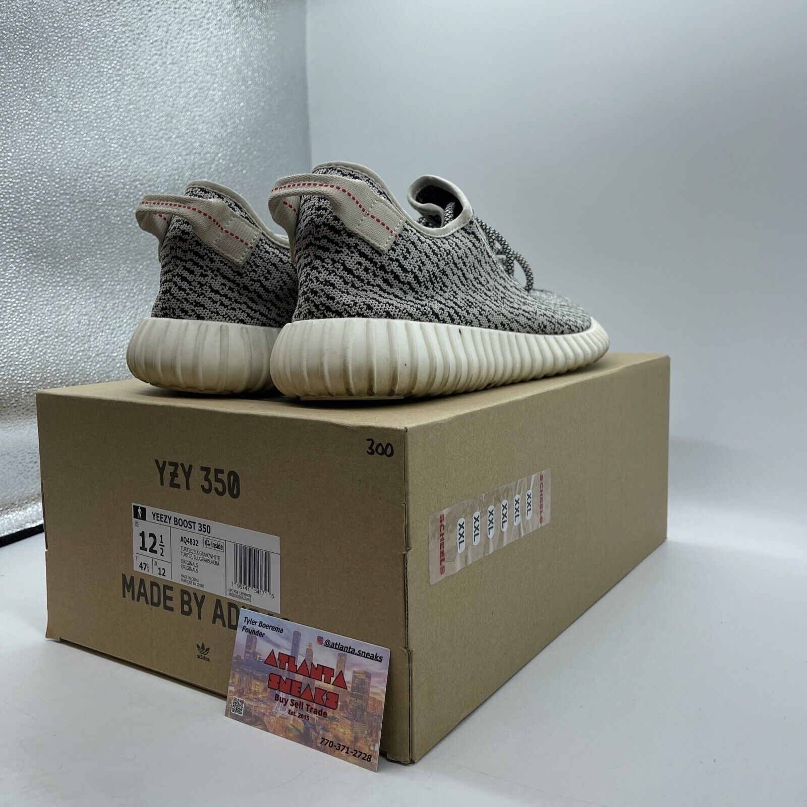 Size 12.5 - adidas Yeezy Boost 350 Low Turtle Dove White Black Red (AQ4832)