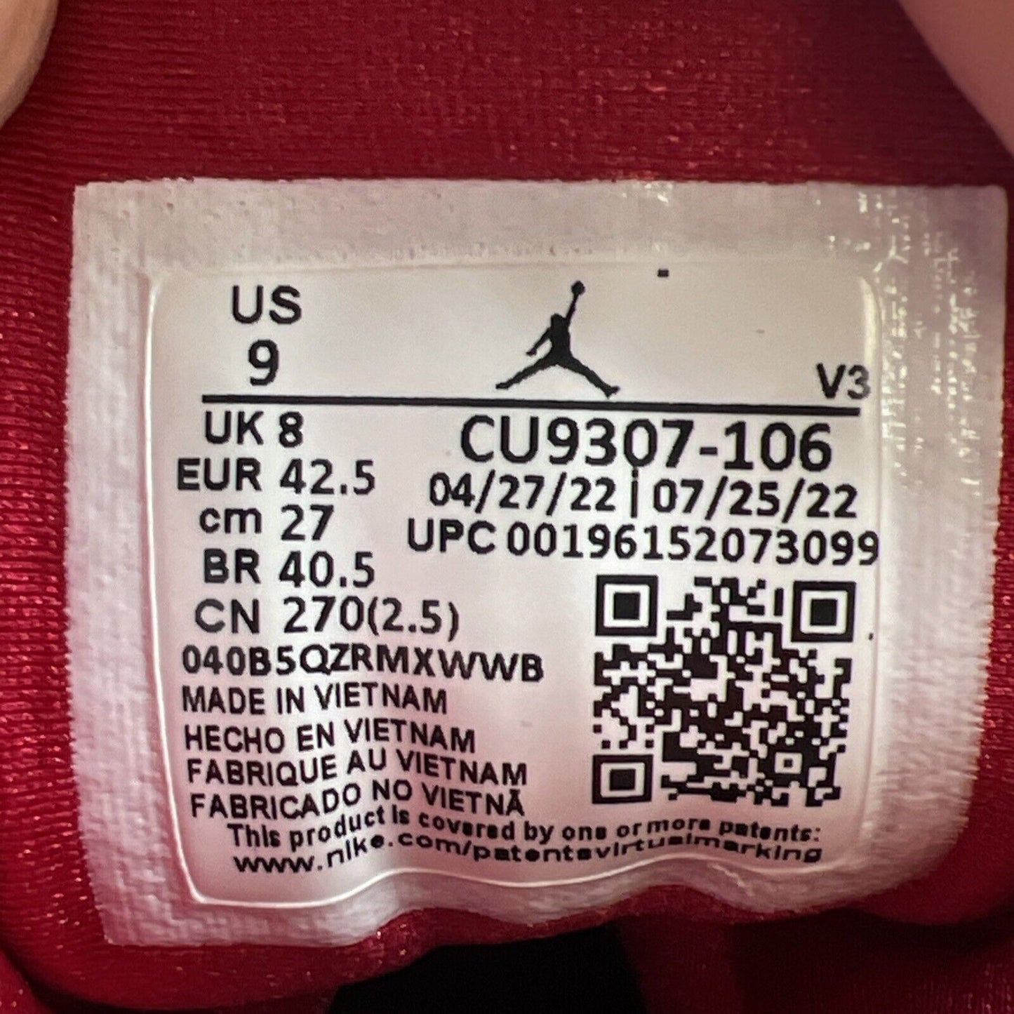 Size 9 - Air Jordan 7 Cardinal 2022 (CU9307-106)