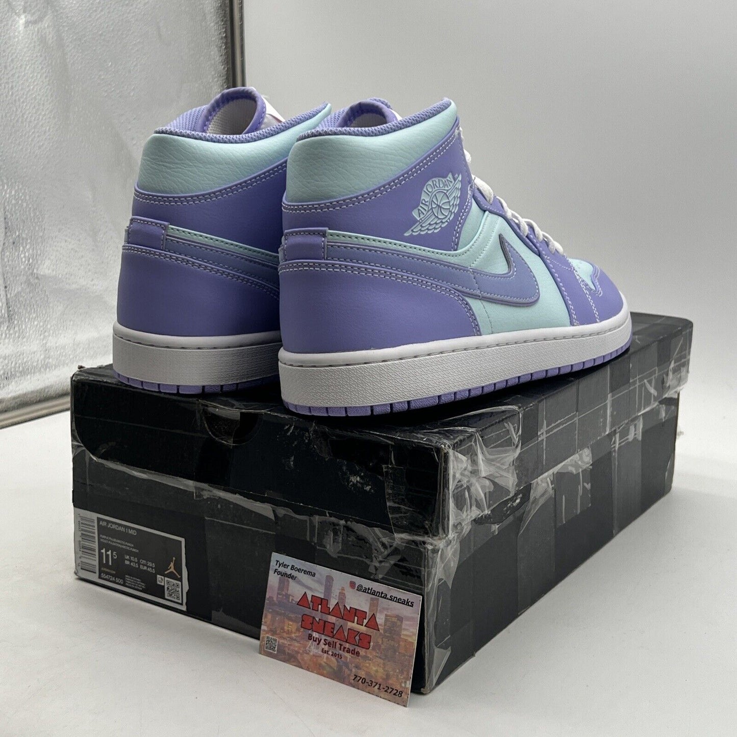 Size 11.5 - Air Jordan 1 Mid Purple Pulse Leather White (554724-500)