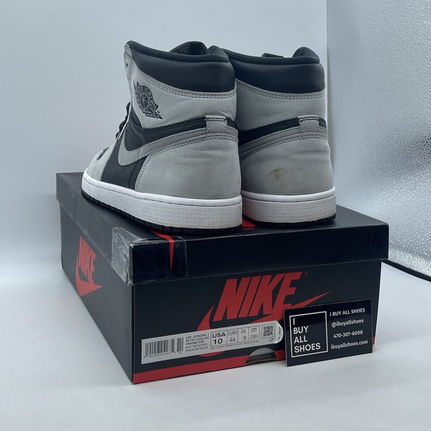 Size 10 - Jordan 1 Retro OG High Shadow 2.0 Grey Black Suede (555088-035)