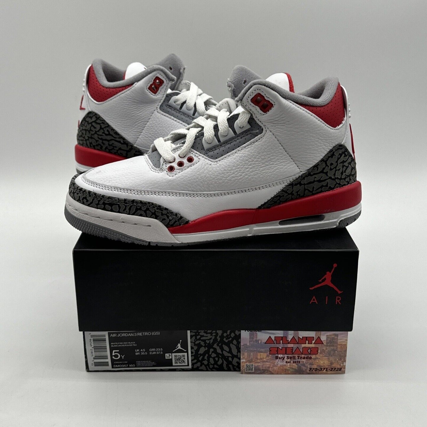 Air Jordan 3 GS 'Fire Red' 2022 DM0967-160 size 5 Youth / 6.5 Women