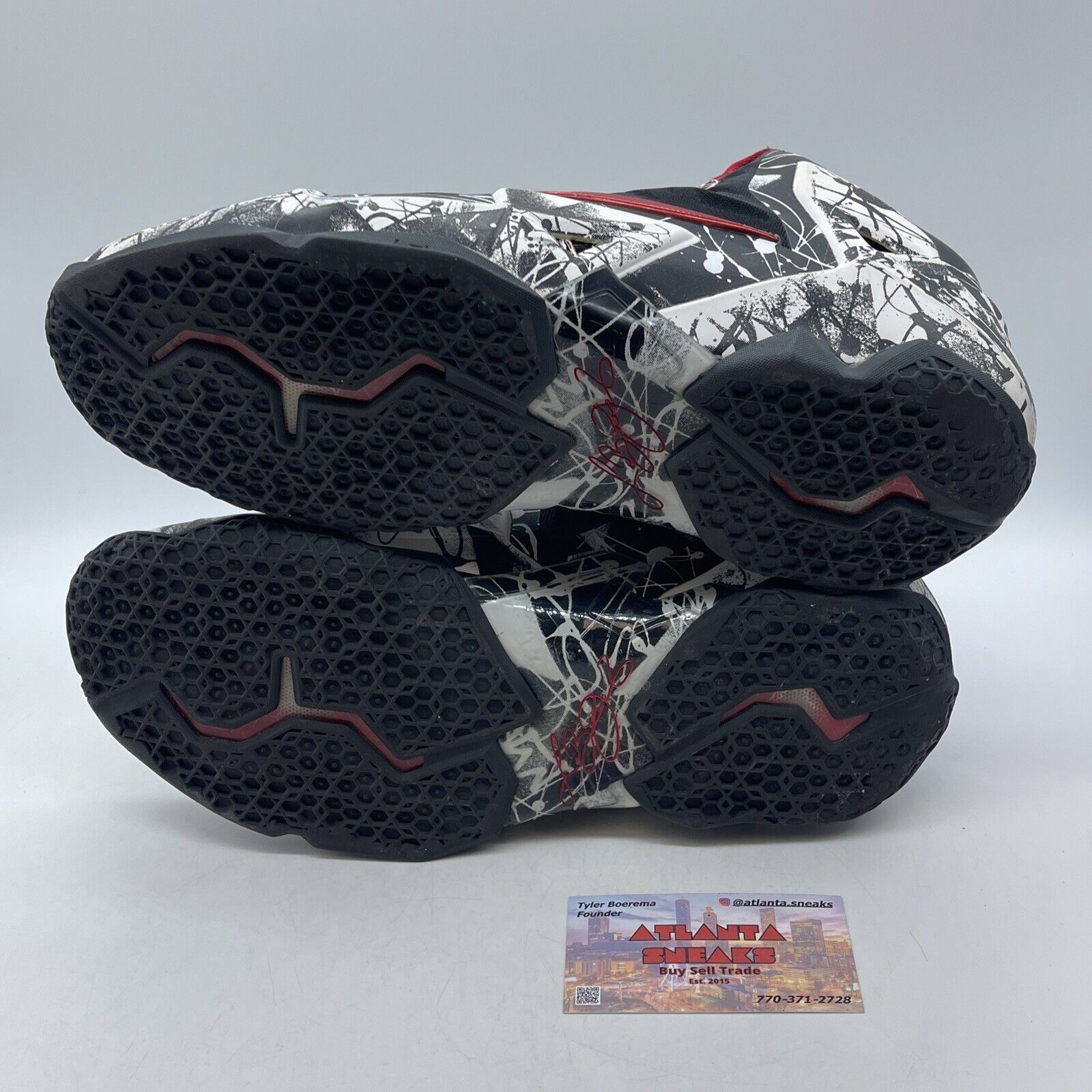 Size 10.5 - Nike LeBron 11 Graffiti Black White Red Leather (616175-100)