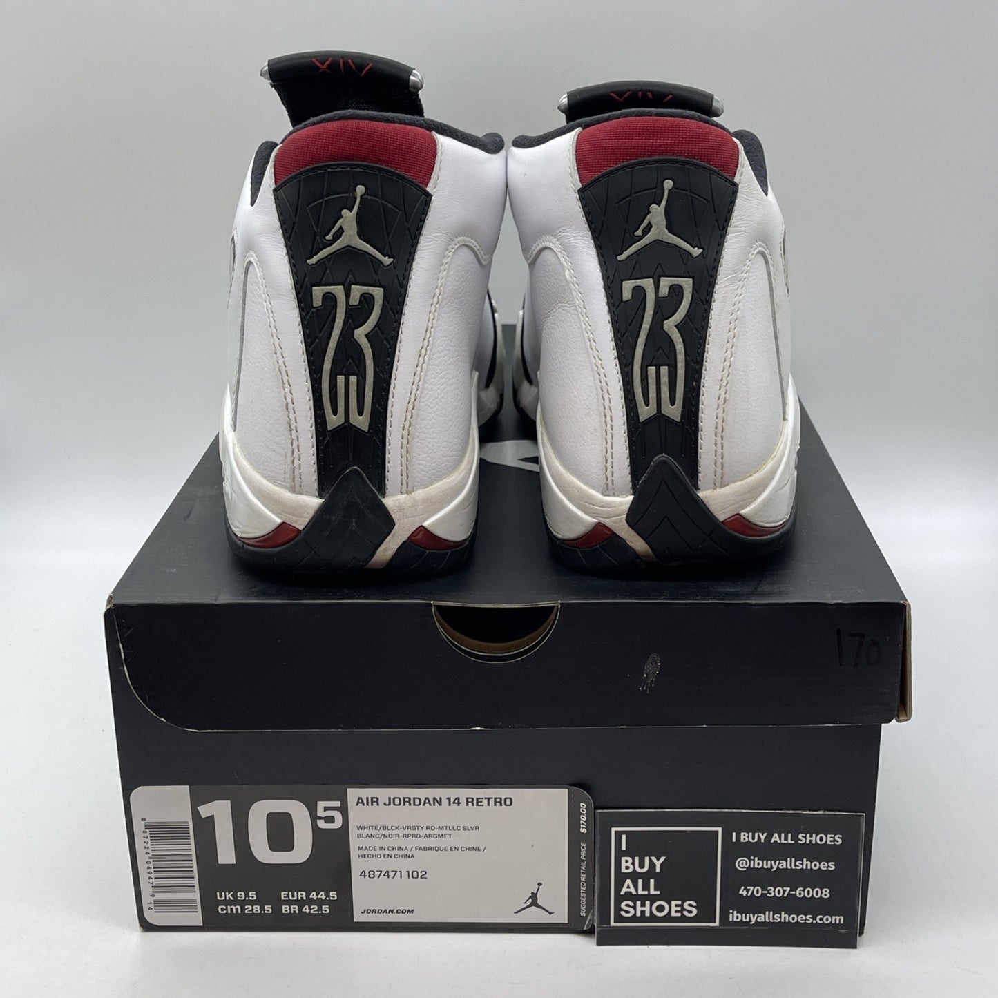 Size 10.5 - Air Jordan 14 Retro 2014 Black Toe Suede Leather (487471-102)