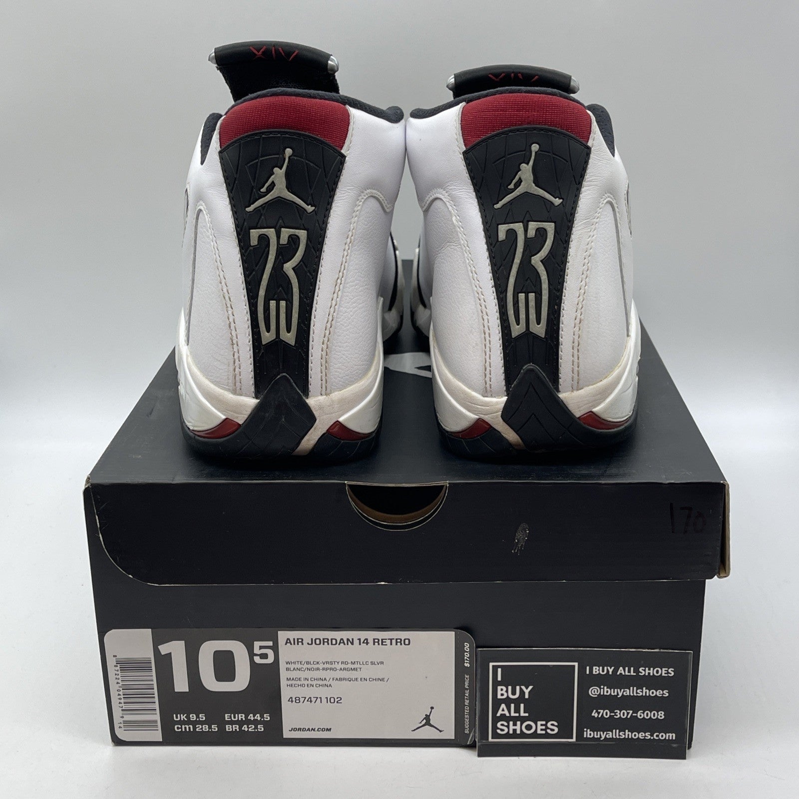 Size 10.5 - Air Jordan 14 Retro 2014 Black Toe Suede Leather (487471-102)