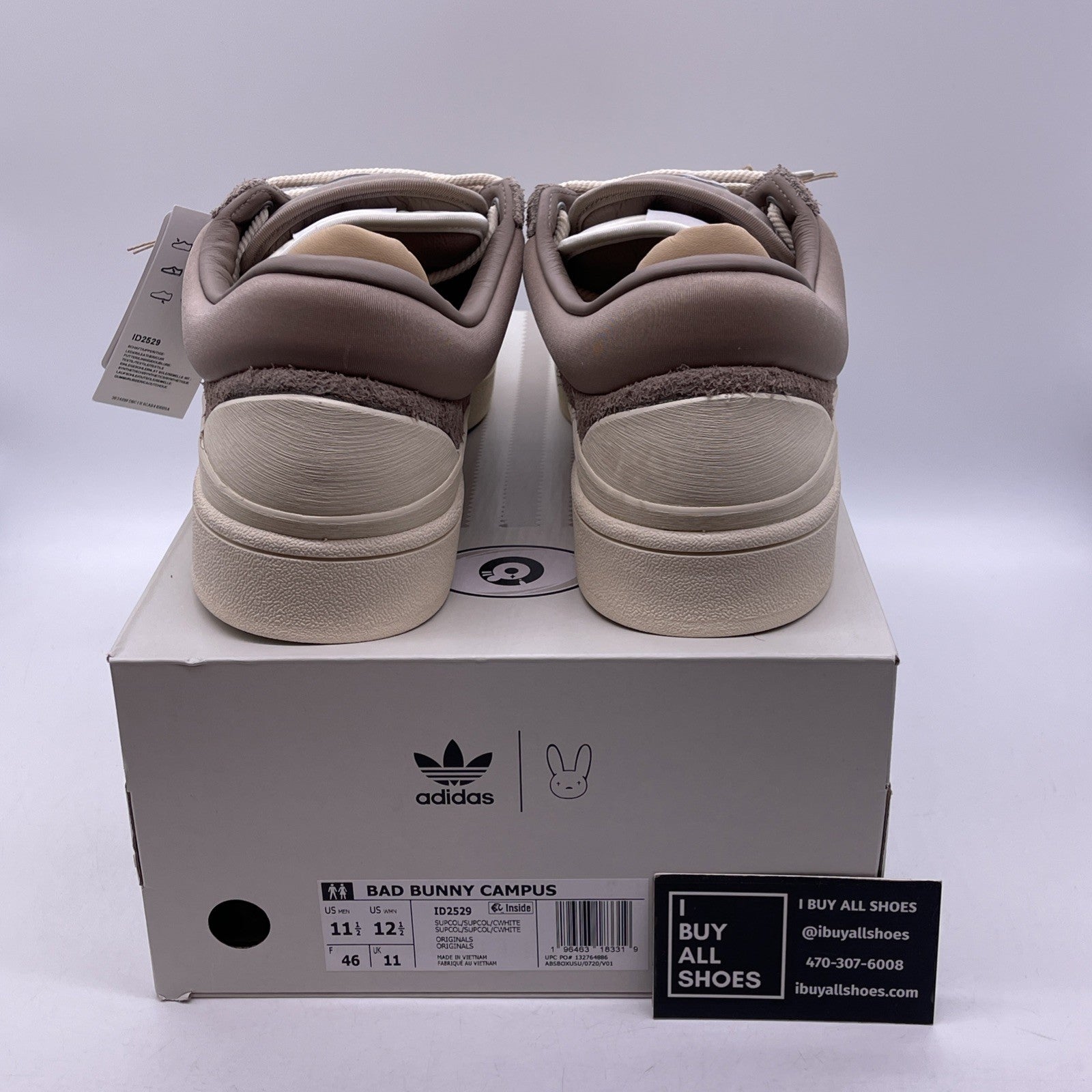 Size 11.5 - Bad bunny  Adidas Campus chalky brown Suede Leather (ID2529)