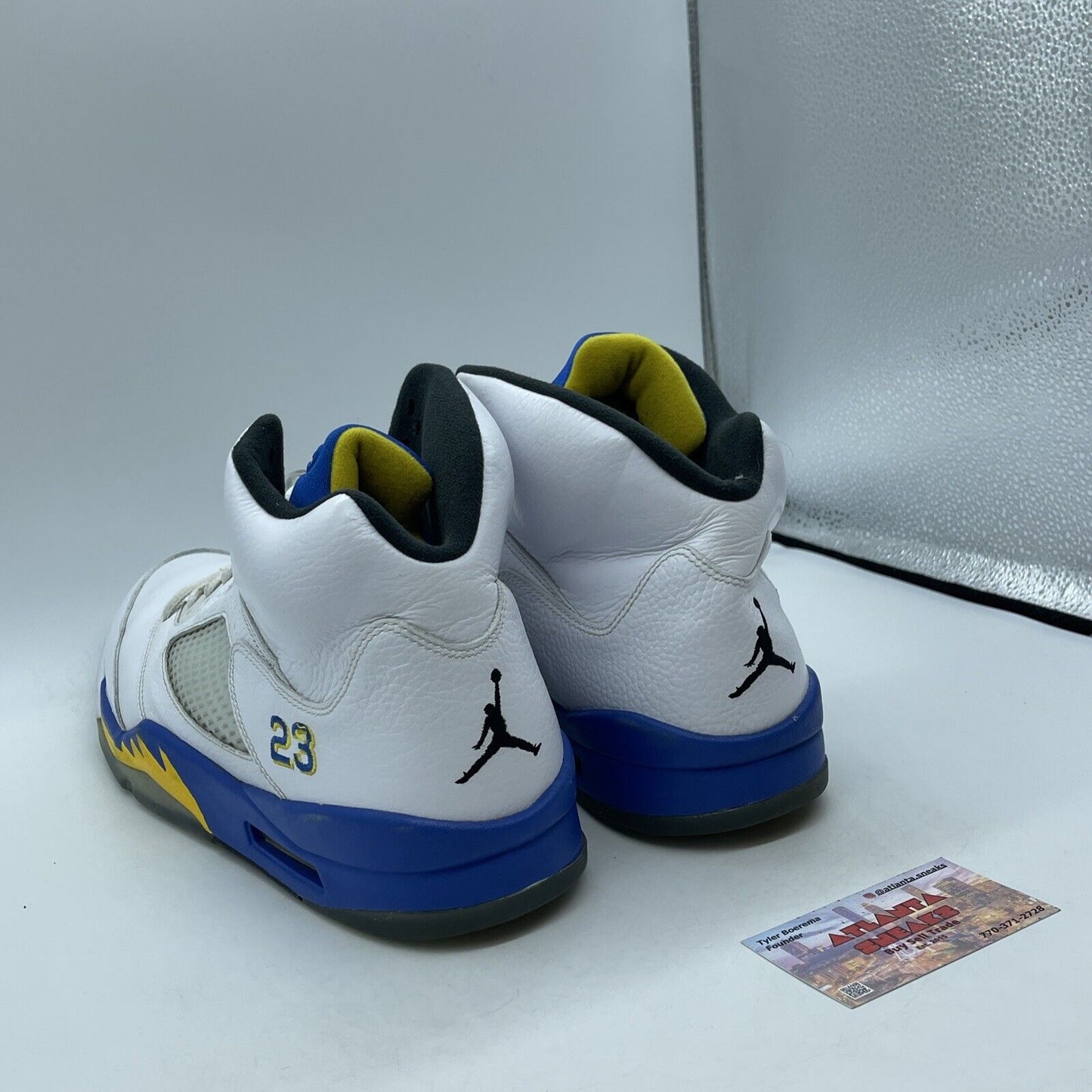 Size 13 - Air Jordan 5 Retro 2013 Laney Yellow Blue White Leather (136027-189)