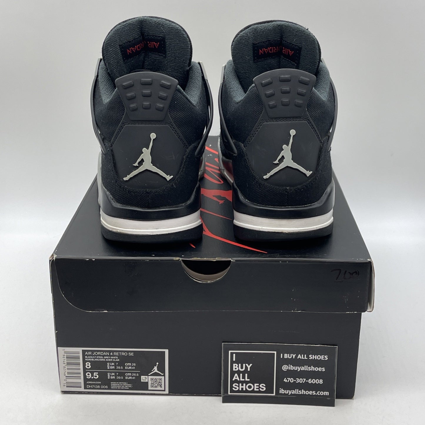 Size 8 - Jordan 4 Retro SE Mid Black Canvas Grey Suede (DH7138-006)