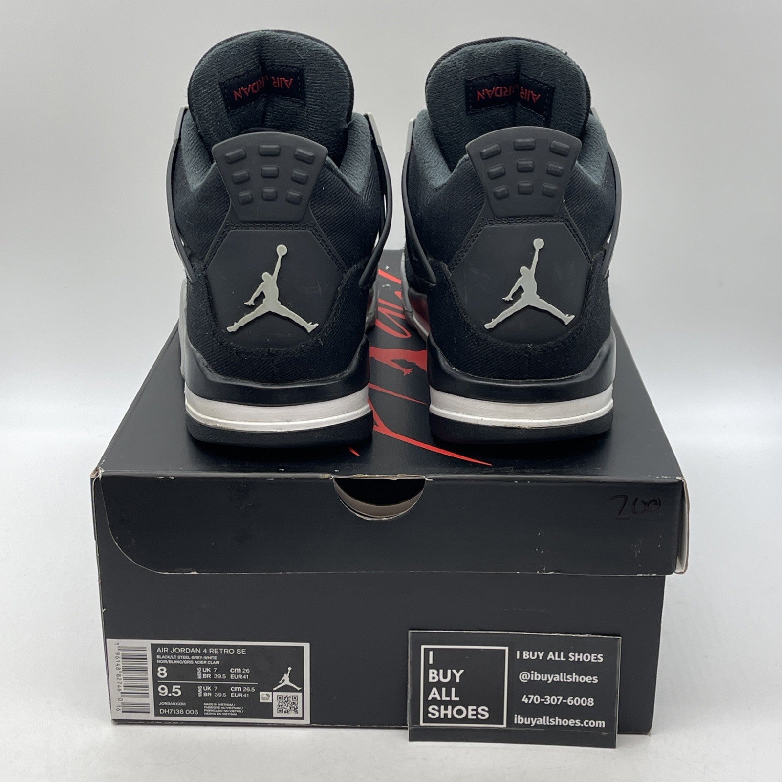 Size 8 - Jordan 4 Retro SE Mid Black Canvas Grey Suede (DH7138-006)
