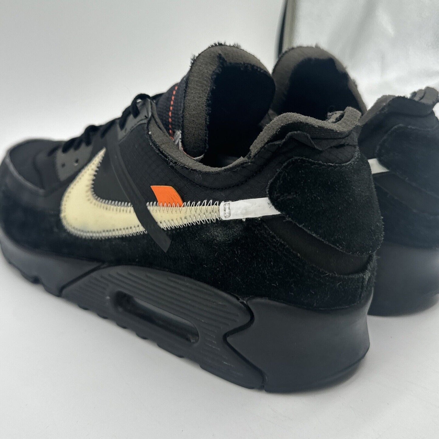 Size 11.5 - Nike Air Max 90 x OFF-WHITE Black 2019 Rare Size Cream Suede Nylon