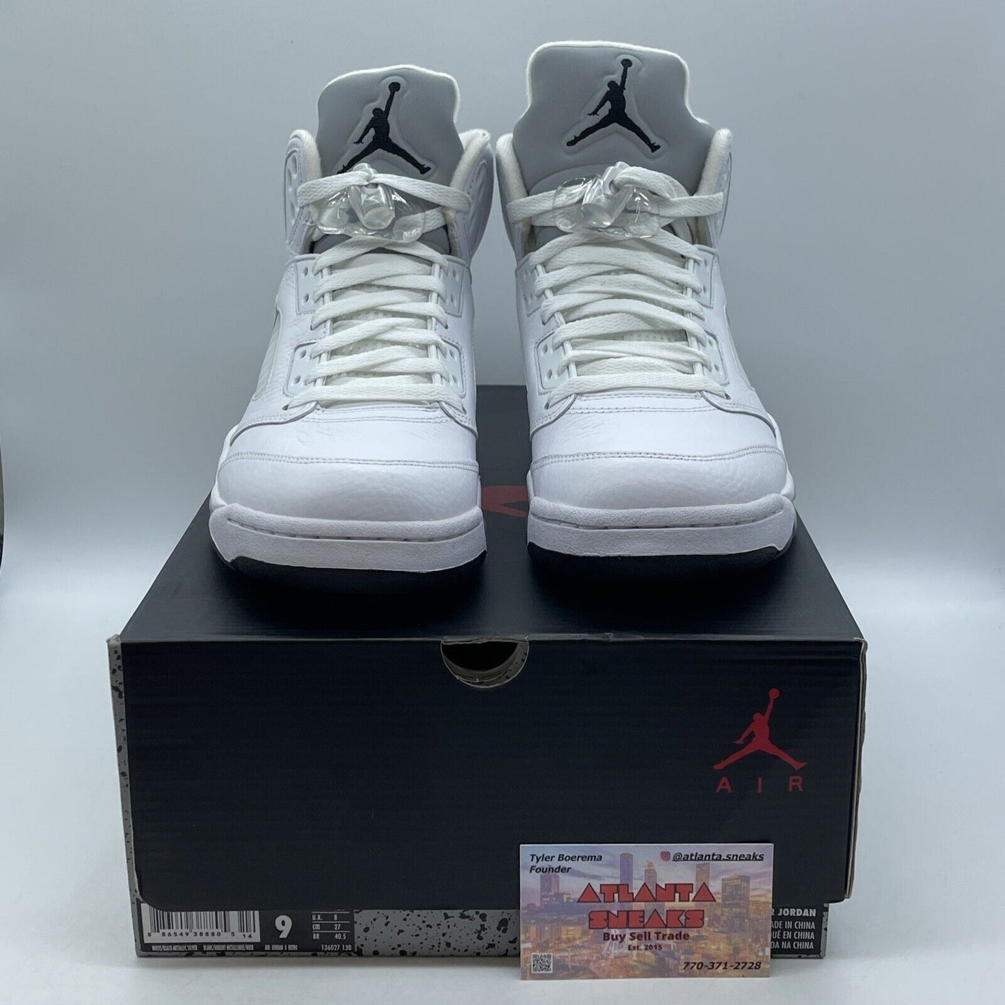 Size 9 - Air Jordan 5 Retro 2015 Metallic White Silver Leather (136027-130)