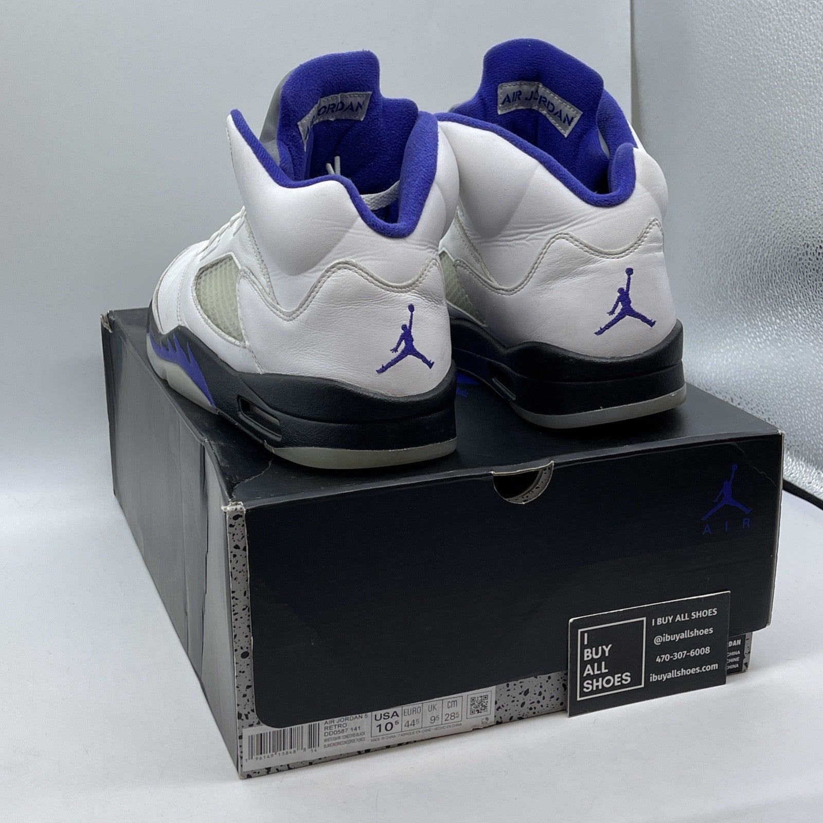 Size 10.5 - Jordan 5 Concord 2022 White Black Purple Leather (DD0587-141)