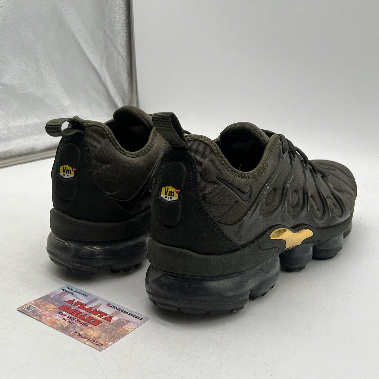 Size 9.5 - Nike Air VaporMax Plus Cargo Khaki Gold (924453-300)