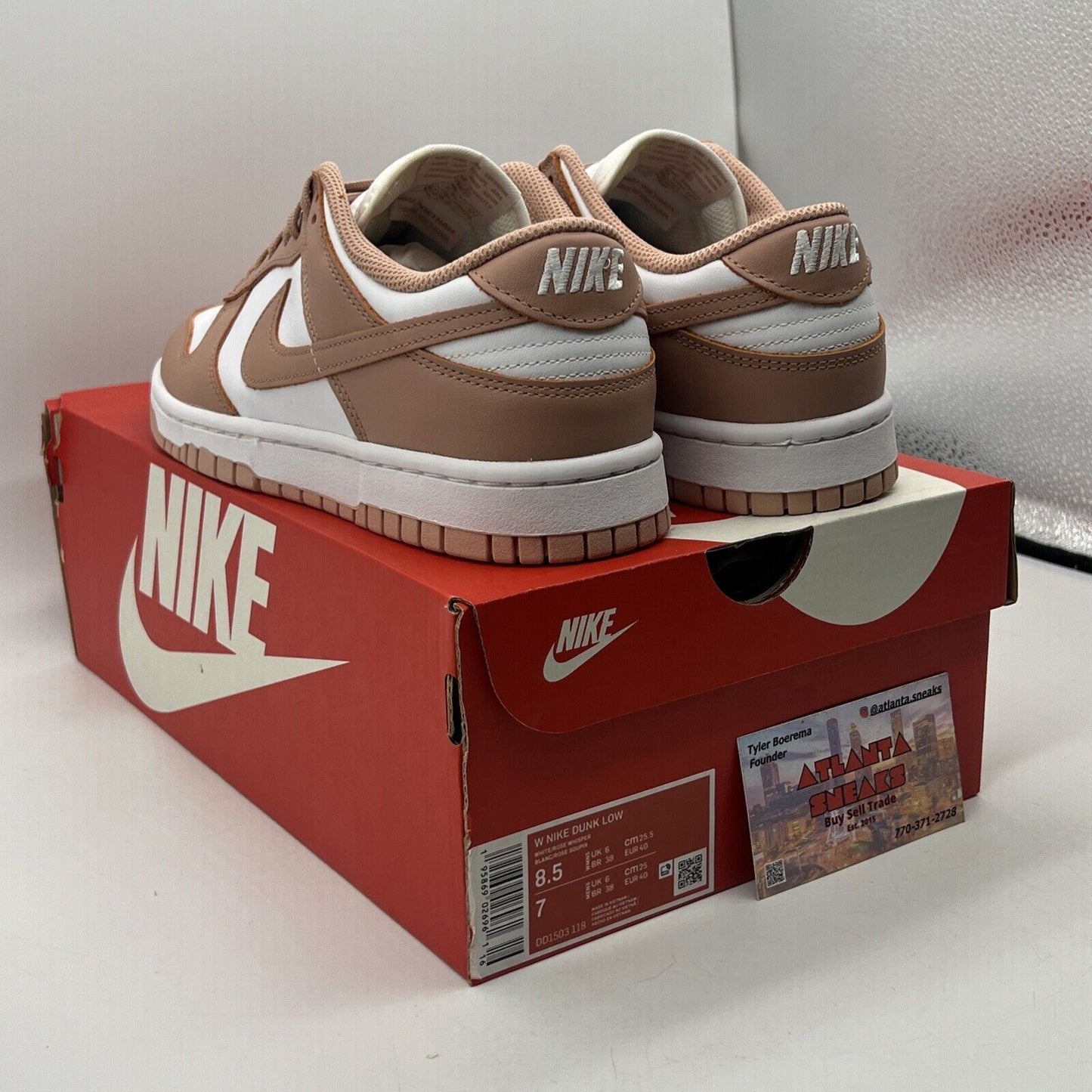 Size 8.5 - Nike Dunk Low Rose Whisper W White Leather (DD1503-118)