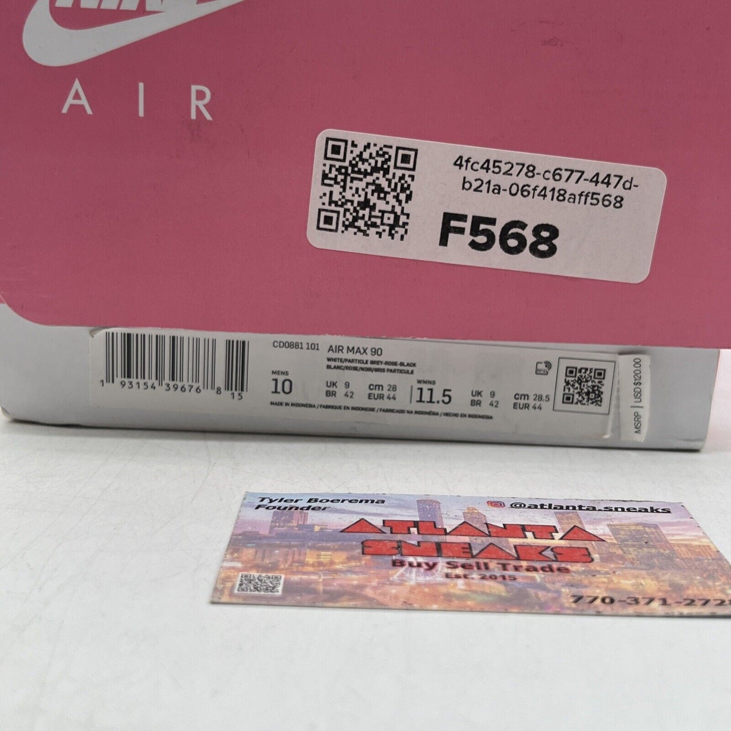 Size 10 - Nike Air Max 90 Rose Pink Black Grey White Suede (CD0881-101)