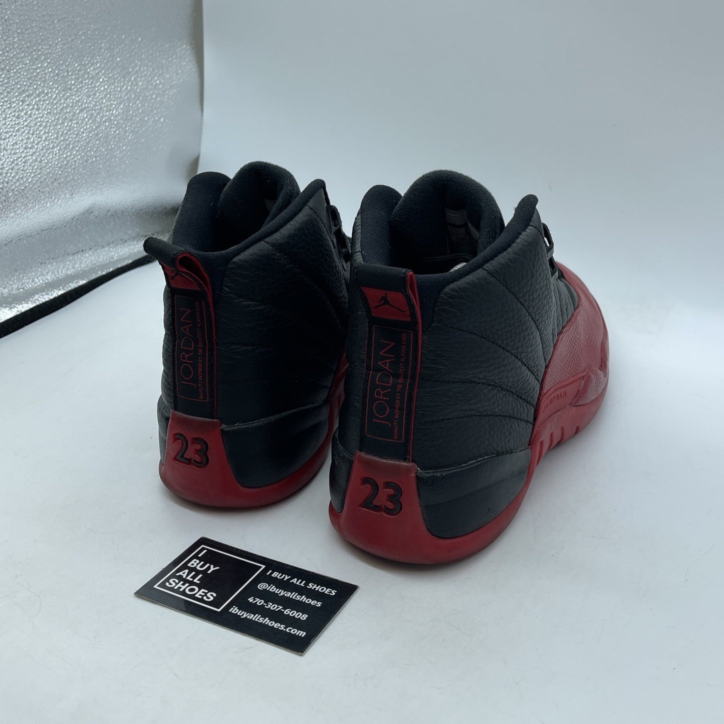 Size 9.5 - Jordan 12 Retro Mid Flu Game Black Red Leather (130690-002)