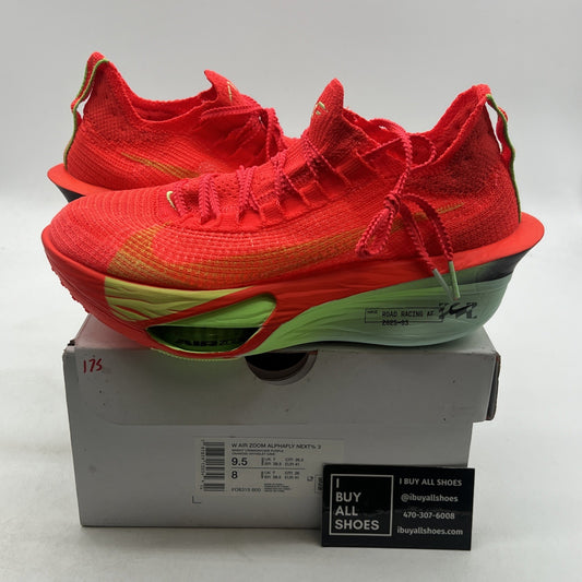 Size 9.5 - Nike Air Zoom Alphafly NEXT% 3 Bright Crimson Lime Blast W FD8315-600