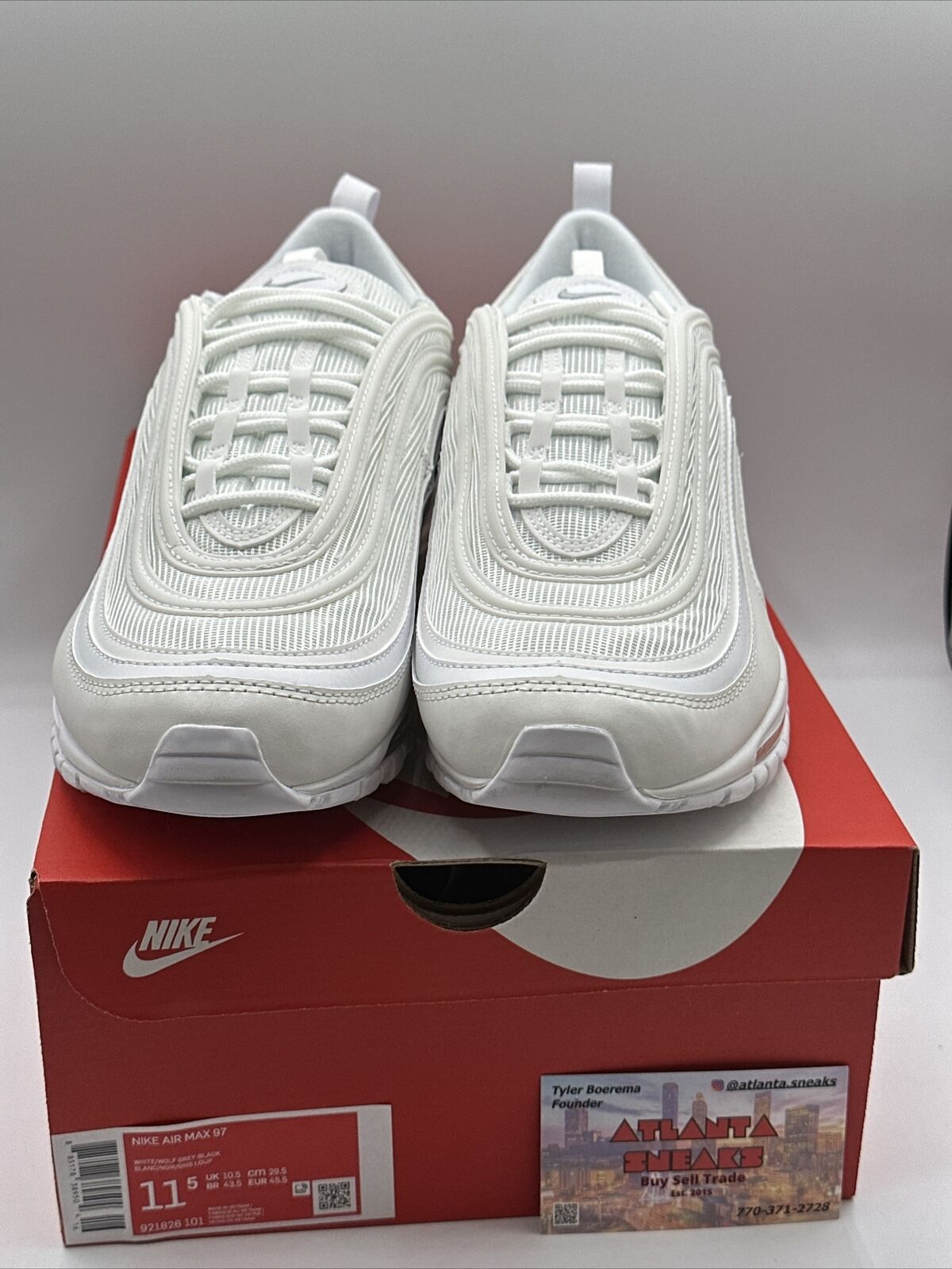 Size 11.5 - Nike Air Max 97 Triple White Wolf Gray