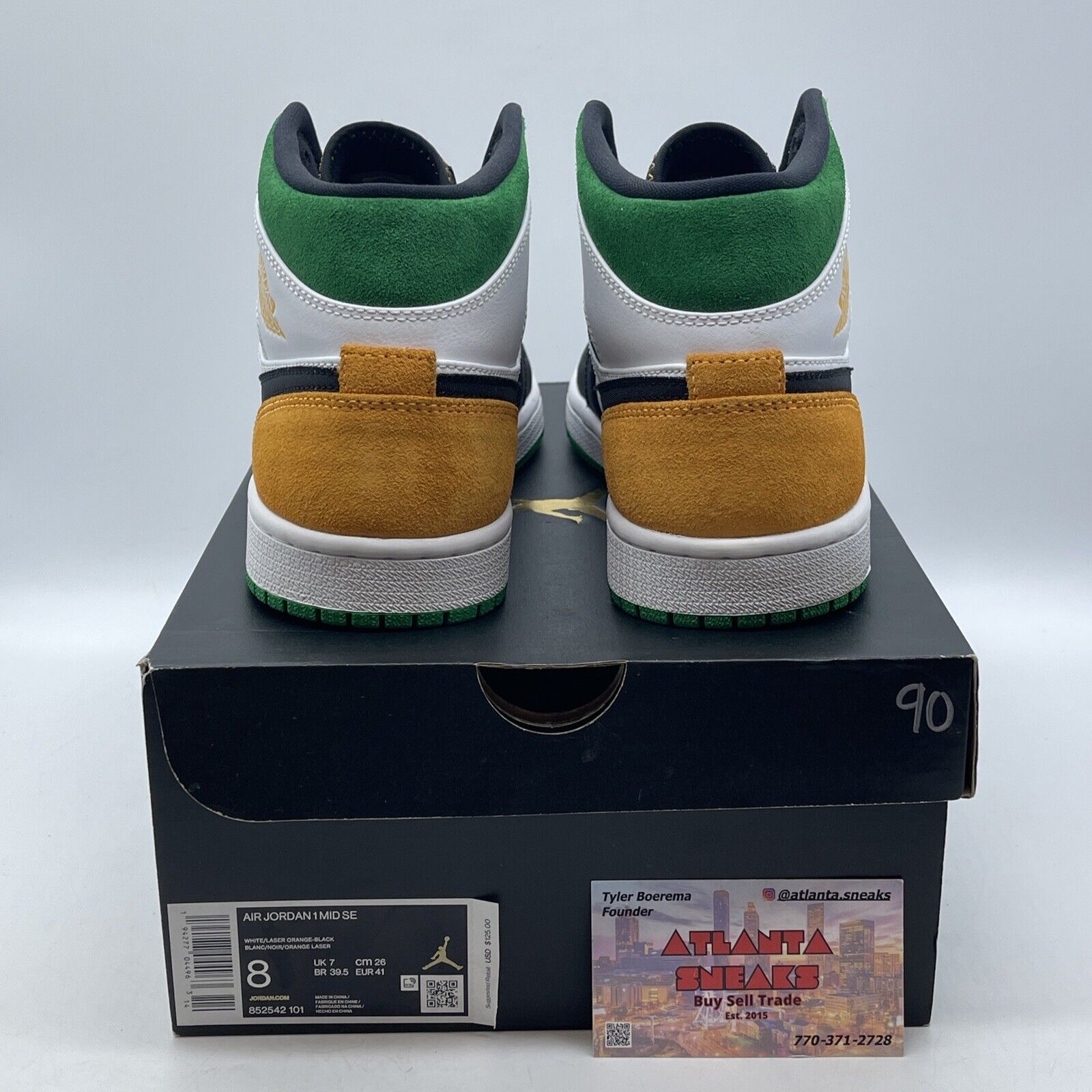 Size 8 - Air Jordan 1 SE Mid Oakland Yellow Green White Black (852542-101)