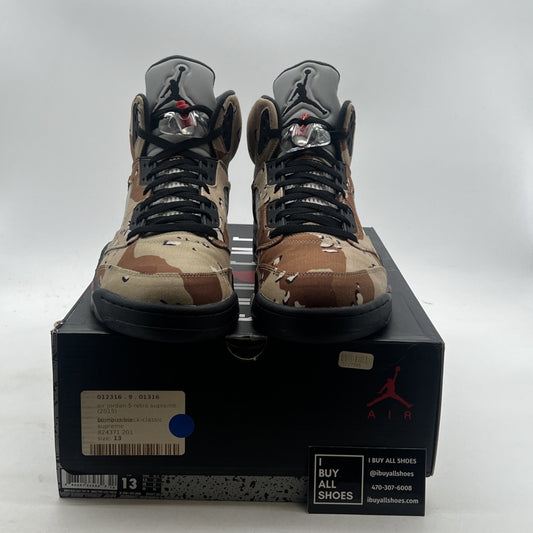 Size 13 - Supreme x Air Jordan 5 Retro Desert Camo (824371-201)