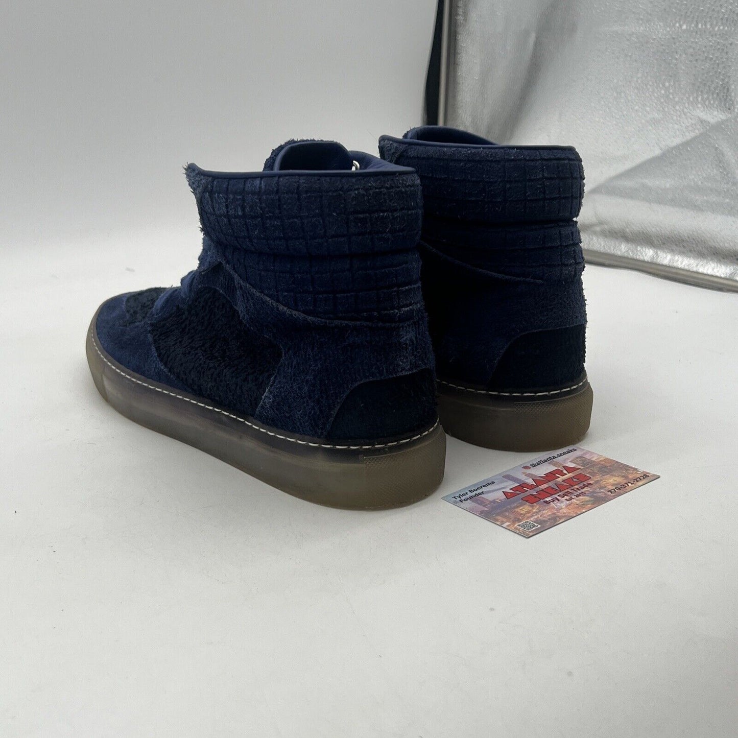 Size 7 - Balenciaga Blue Suede Leather High Top Sneakers Made In ITALY