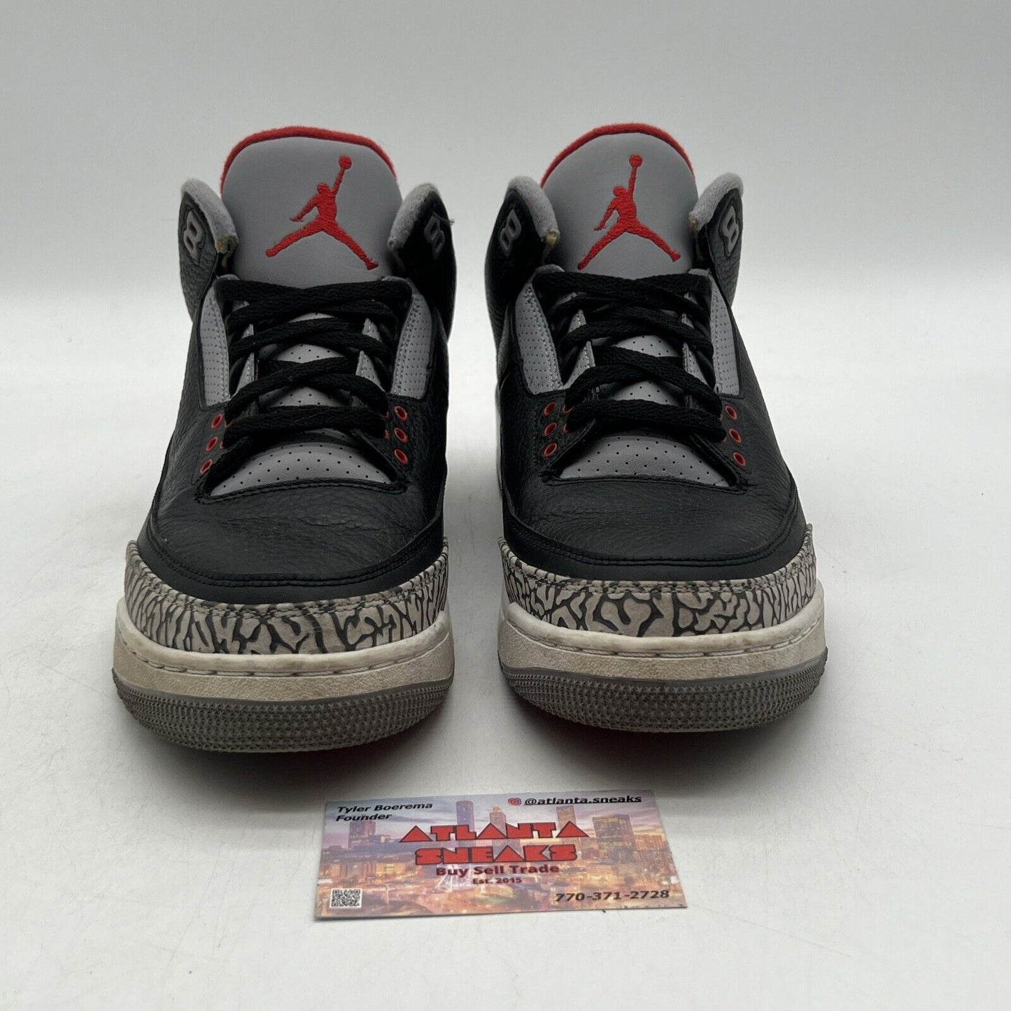 Size 9.5 - Jordan 3 Retro OG Mid Black Cement White Red Leather (854262-001)