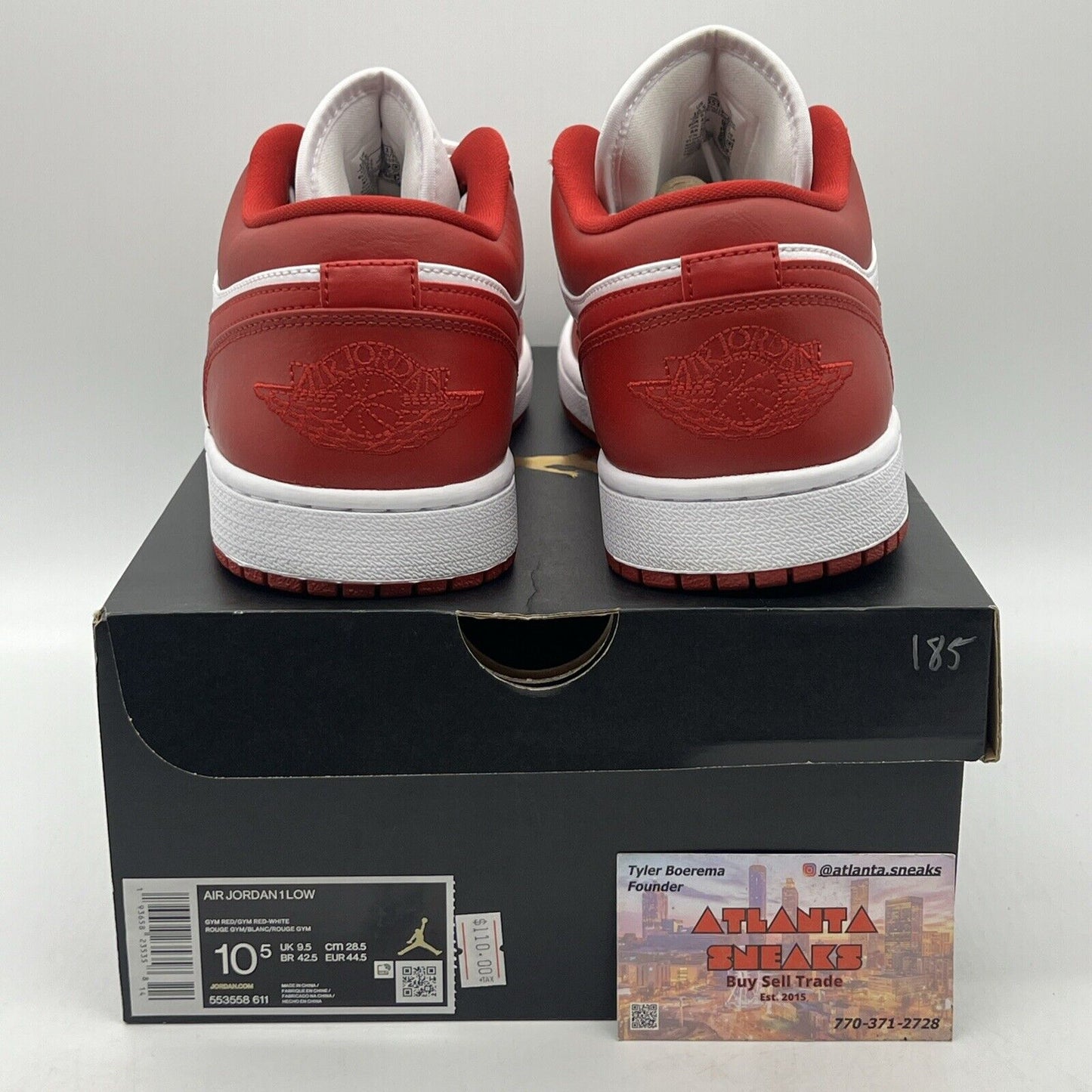 Size 10.5 - Air Jordan 1 Low Gym Red White Leather (553558-611)