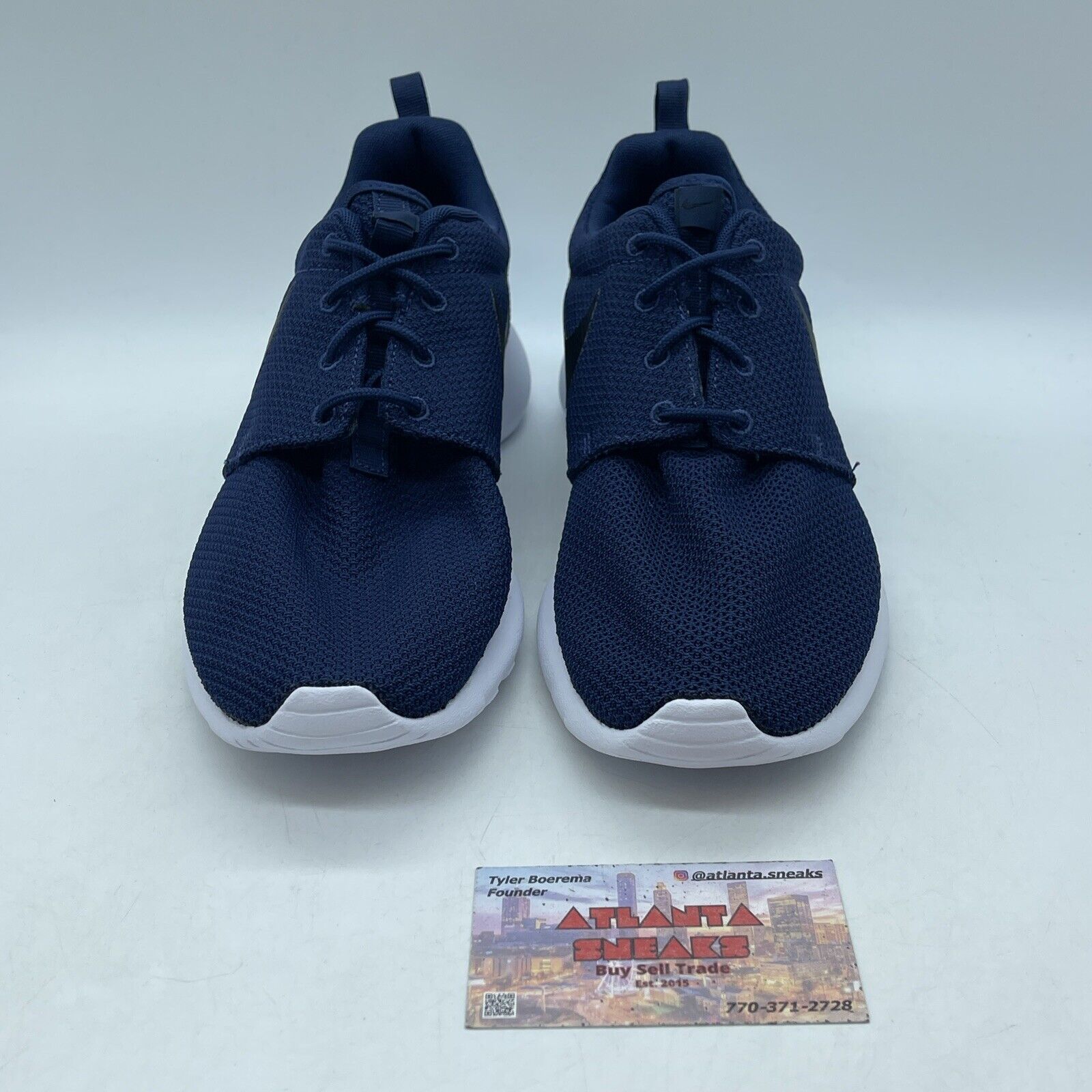 Size 9 - Nike Roshe Run Midnight Navy Black White Suede (511881-405)