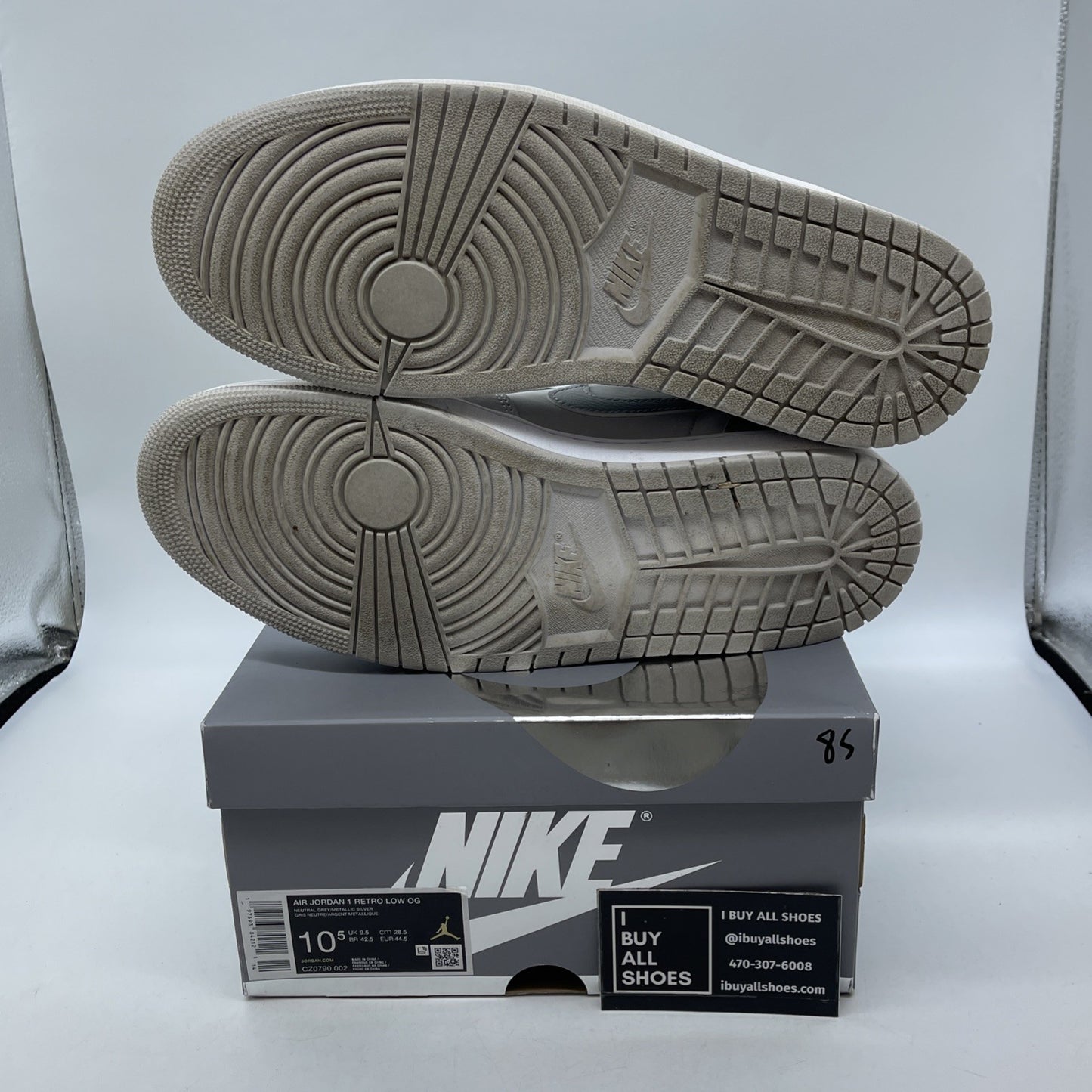 Size 10.5 - Air Jordan 1 Retro OG Low Metallic Silver Grey Suede (CZ0790-002)