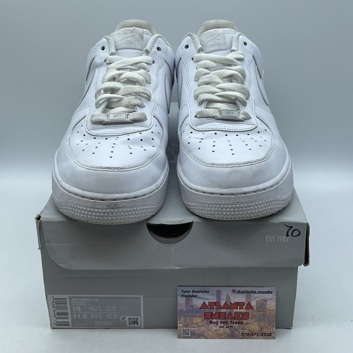 Size 10 - Nike Air Force 1 '07 Low Triple White Leather (CW2288-111)