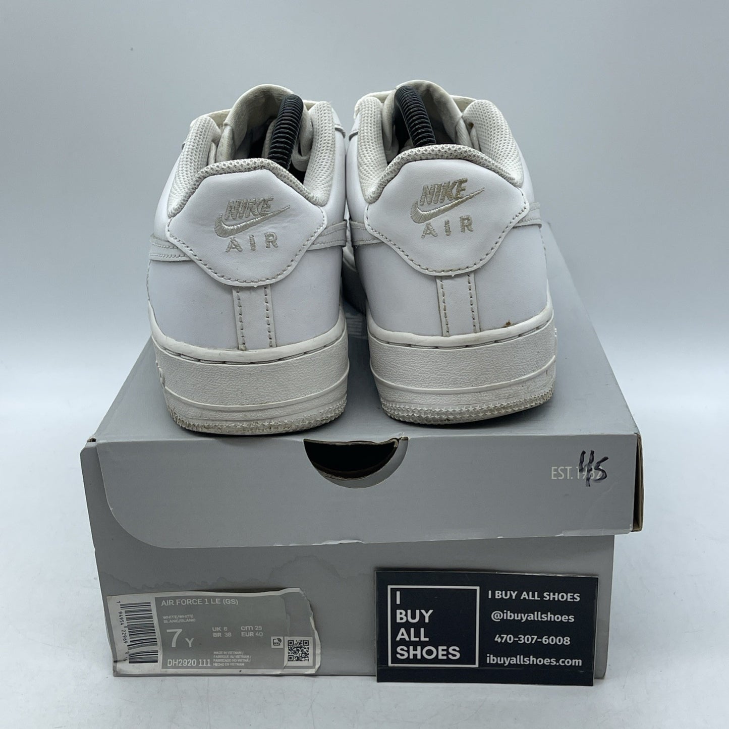 Size 7Y (GS) - Nike Air Force 1 LE Low Triple White (DH2920-111)