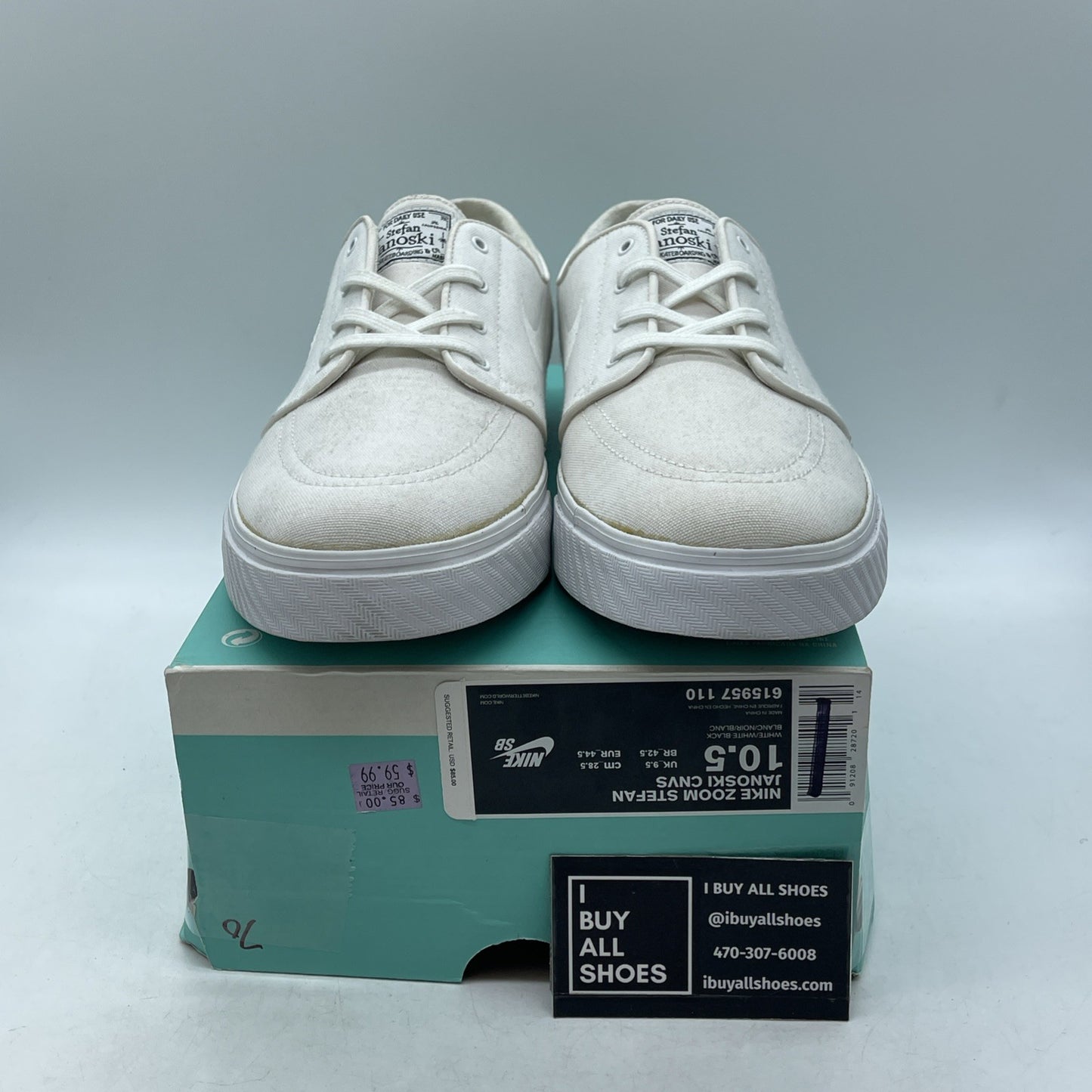 Size 10.5 - Nike Zoom Stefan Janoksi Cnvs White (615957-110)
