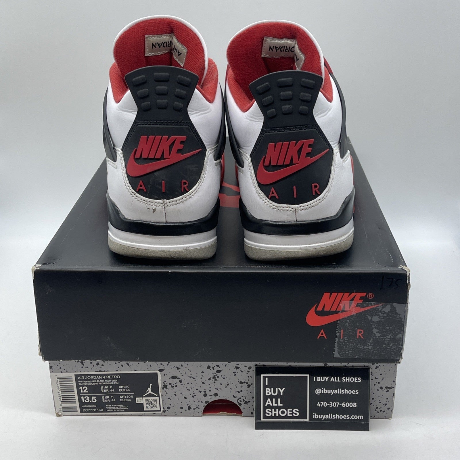 Size 12 - Jordan 4 Retro OG Mid Fire Red White Black Leather (DC7770-160)
