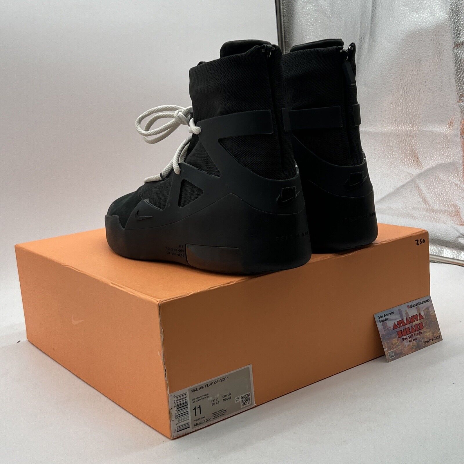 Size 11 - Nike Air Fear of God 1 Triple Black 2020 (AR4237-005)