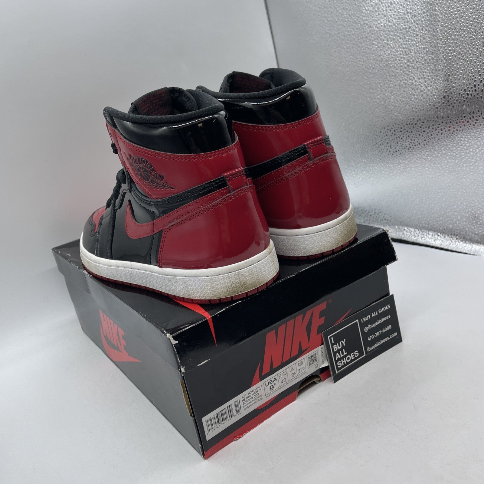 Size 9.5 - Air Jordan 1 Retro OG High Patent Bred (555088-063)