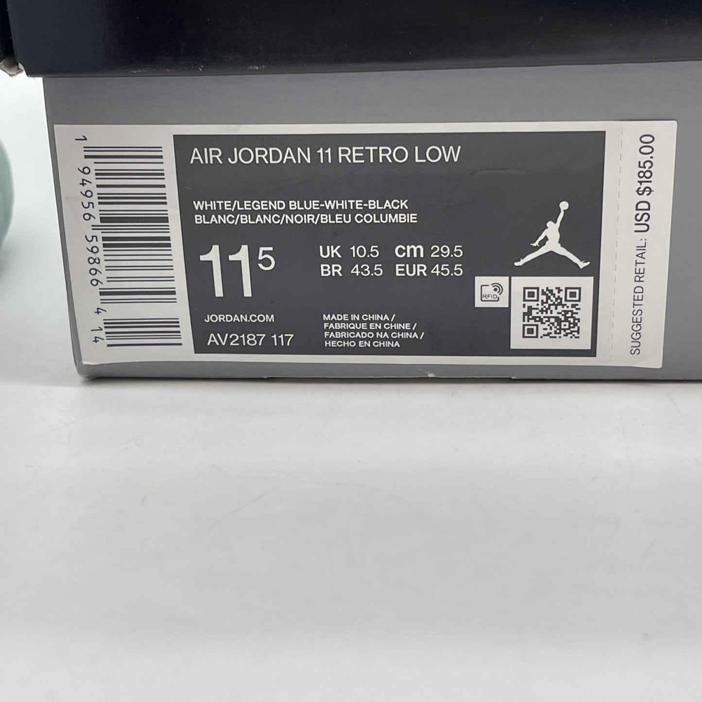 Size 11.5 - Jordan 11 Retro Low Legend Blue White Leather (AV2187-117)