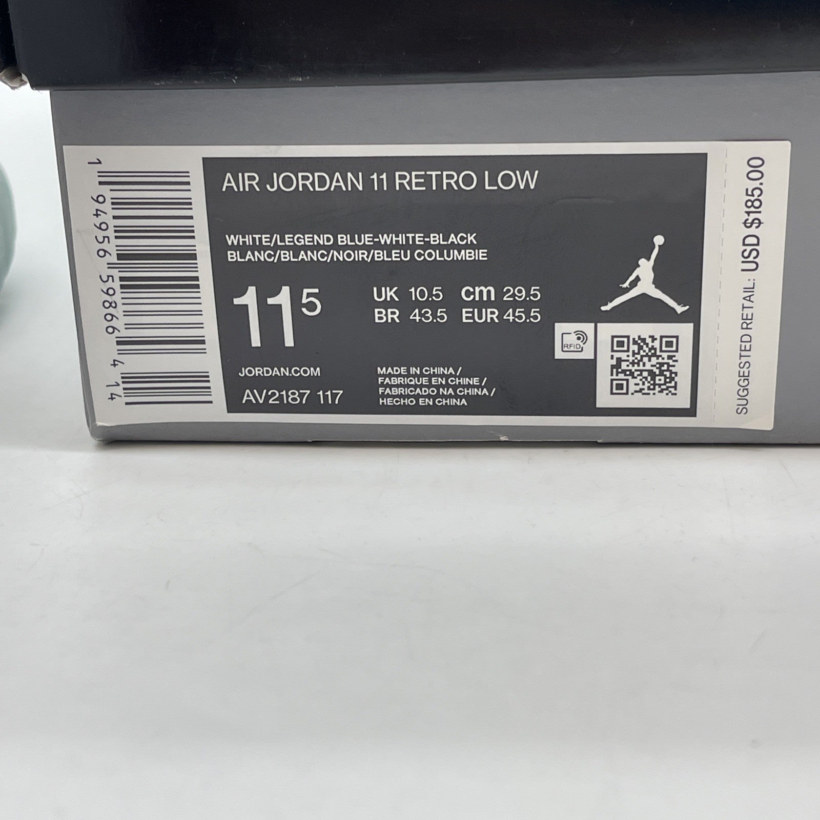 Size 11.5 - Jordan 11 Retro Low Legend Blue White Leather (AV2187-117)