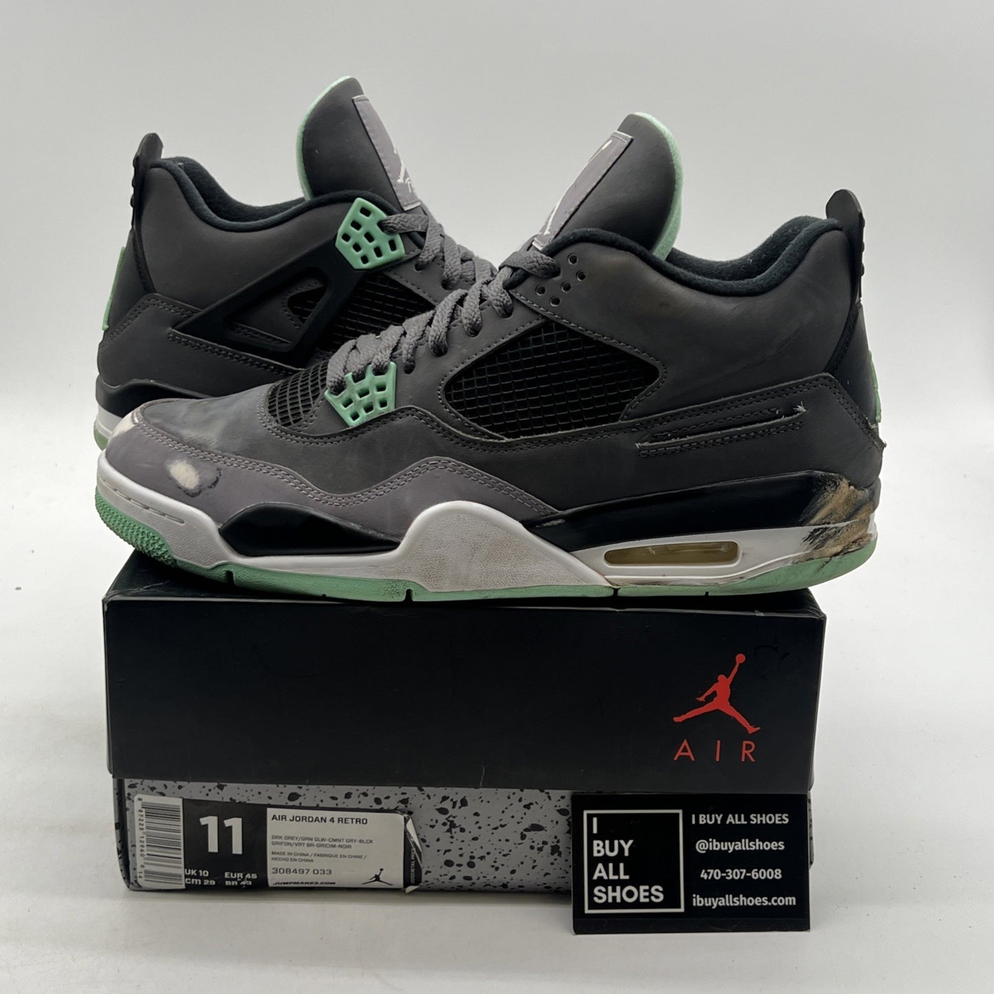 Size 11 - Air Jordan 4 Retro Green Glow 2013 (308497-033)
