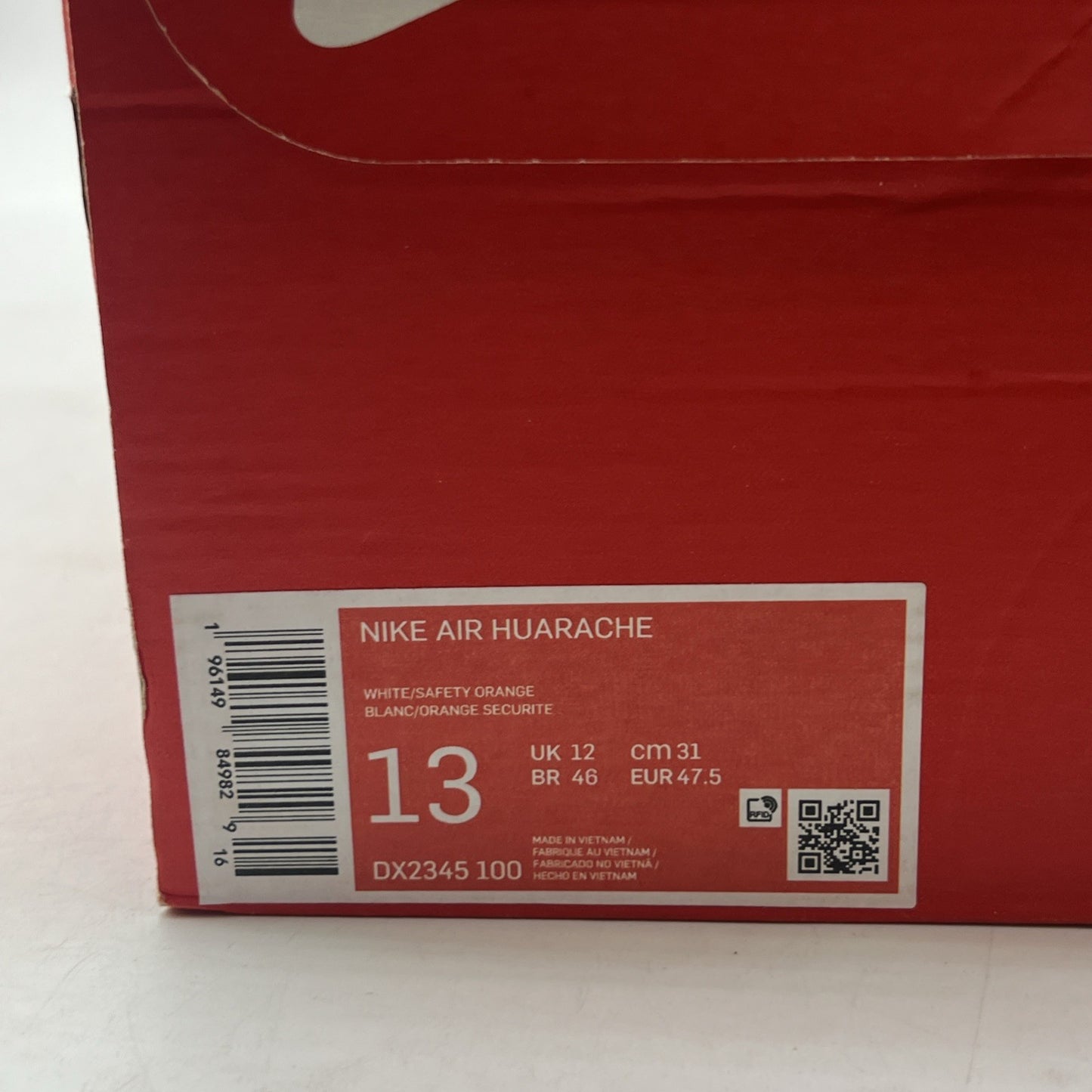 Size 13 - Nike Air Huarache White Safety Orange (DX2345-100)