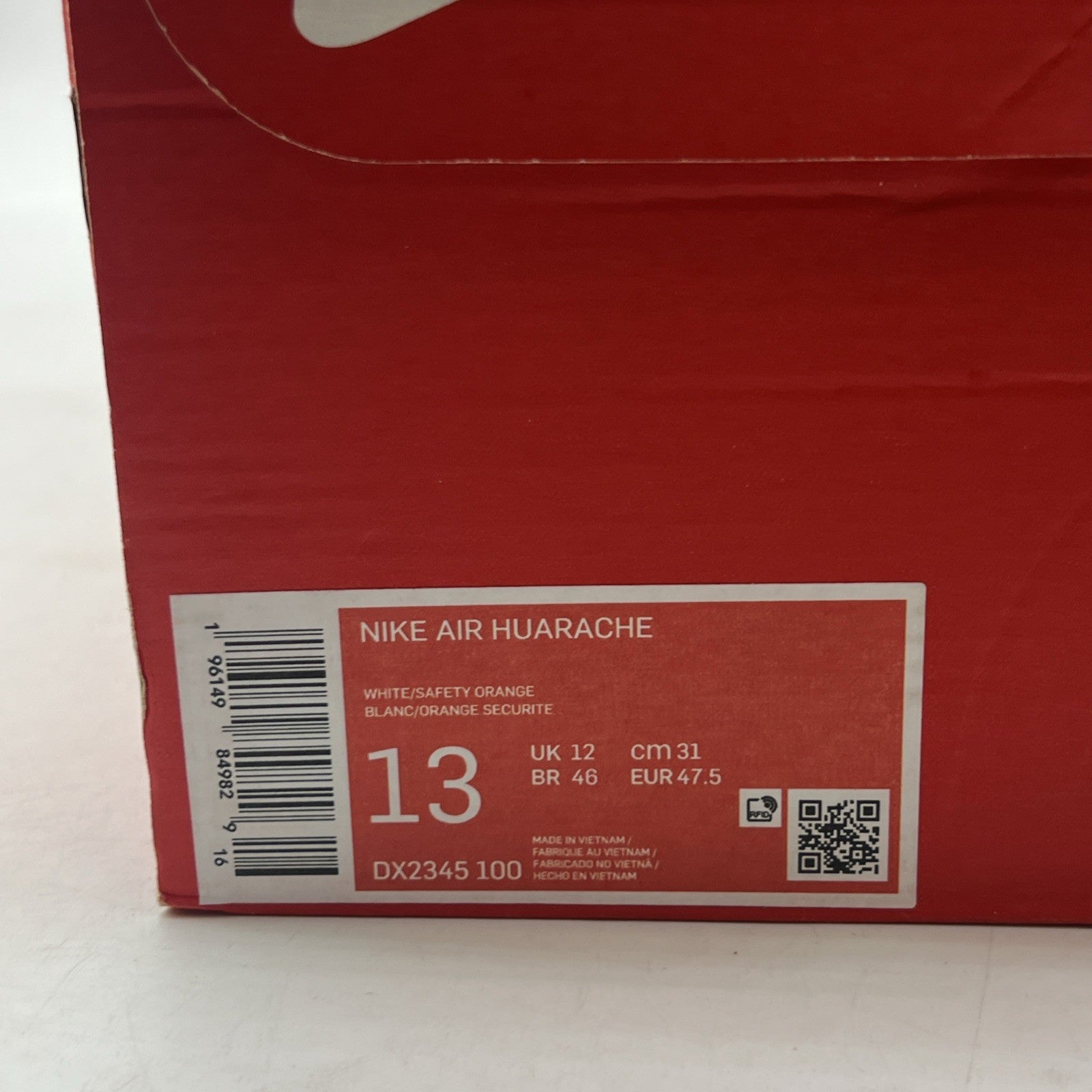 Size 13 - Nike Air Huarache White Safety Orange (DX2345-100)