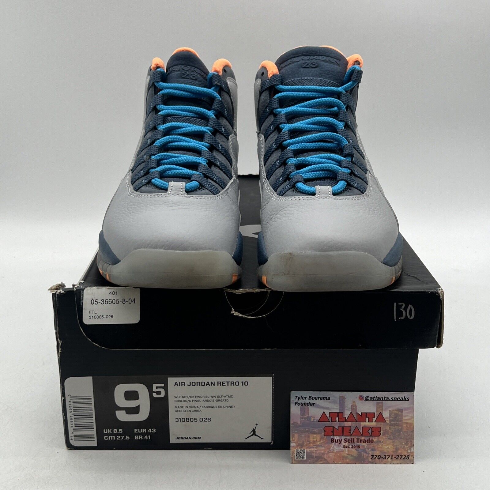 Size 9.5 - Air Jordan 10 Retro Bobcats Blue Orange Grey Leather (310805-026)