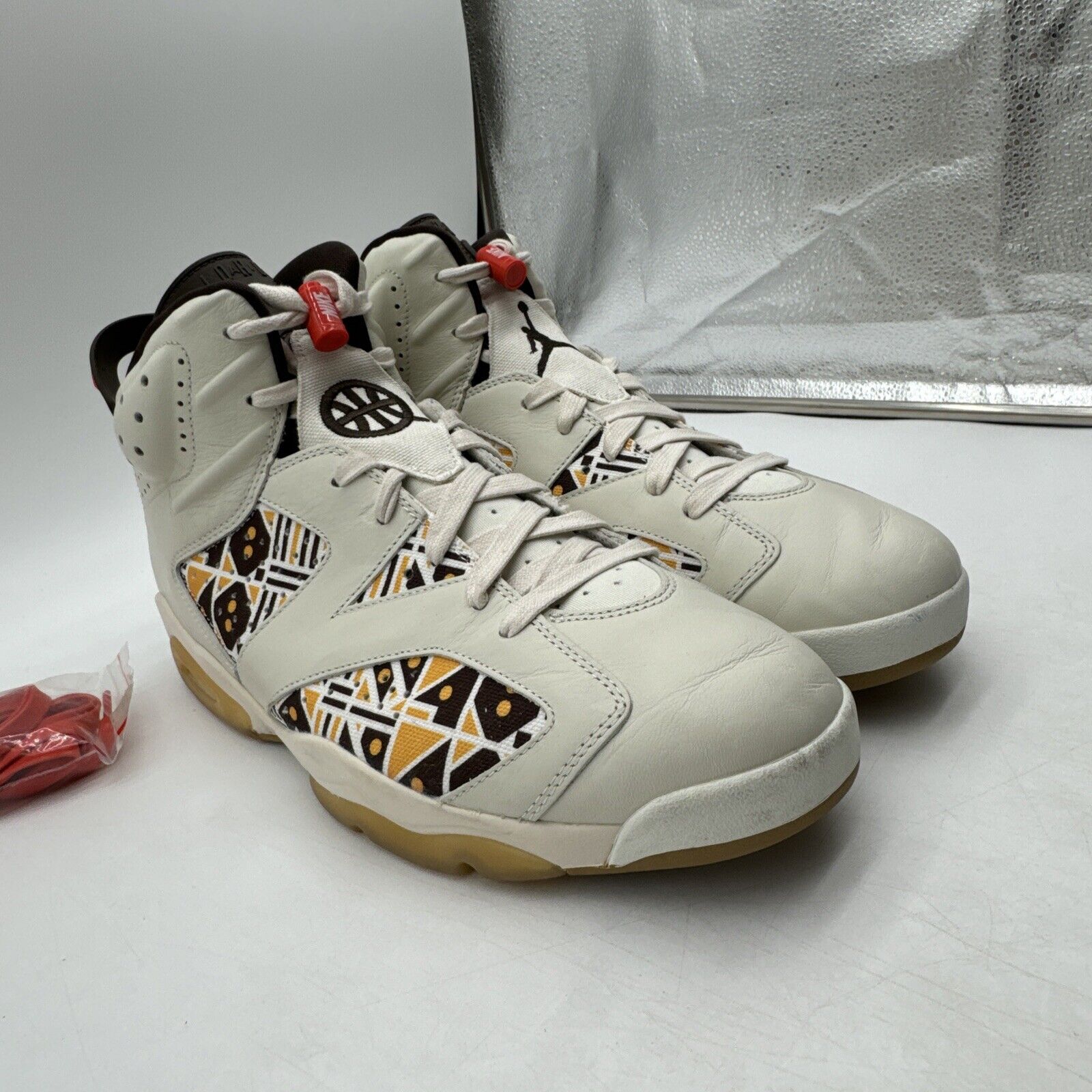 Size 13 - Air Jordan 6 Retro Quai 54 - Sail Gum Cream Leather Yellow Brown Accen
