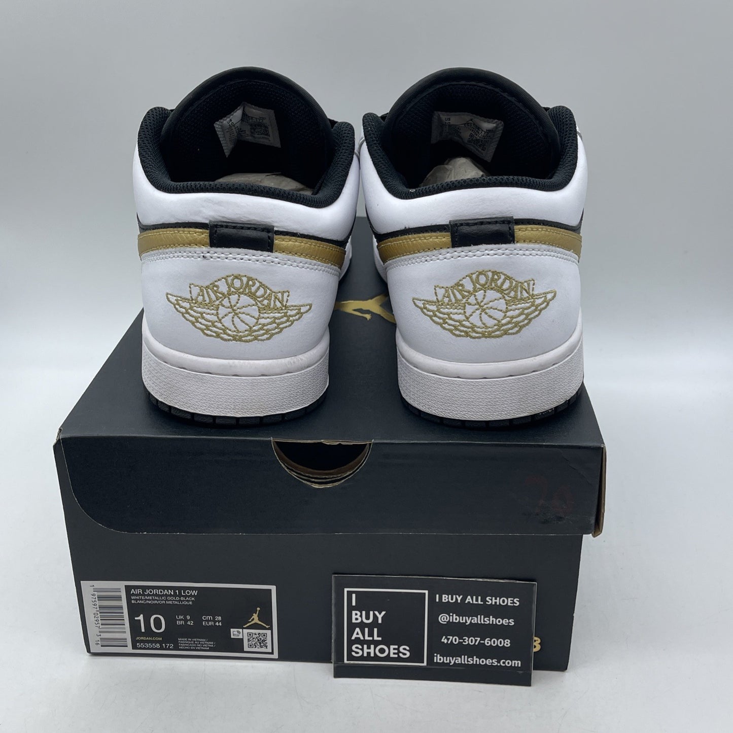 Size 10 - Air Jordan 1 Low Gold Swoosh (553558-172)