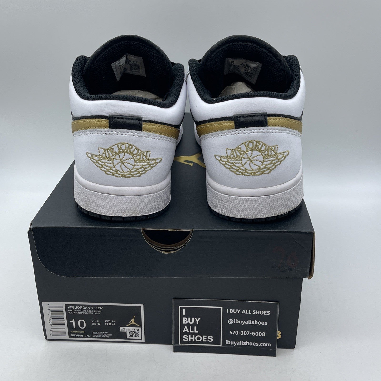 Size 10 - Air Jordan 1 Low Gold Swoosh (553558-172)