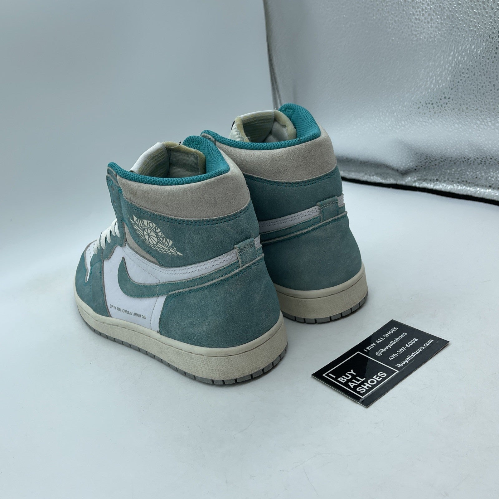 Size 9.5 - Jordan 1 Retro OG High Turbo Green Grey Suede Leather (555088-311)