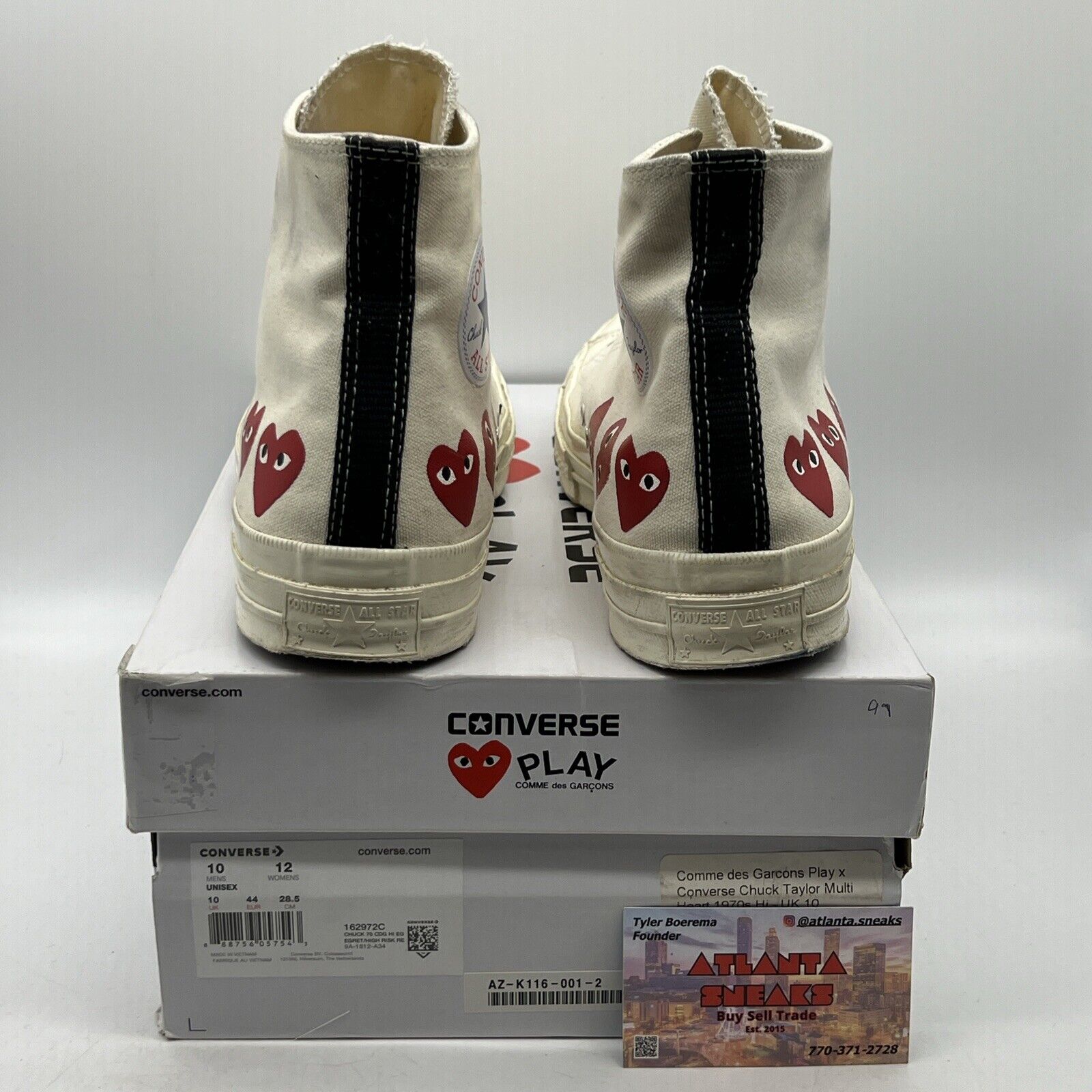 Converse Chuck 70 High Top x Comme des Garcons Play Multi Heart 162972C Size 10